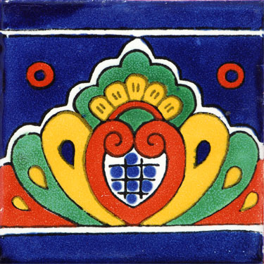 Mexican Clay Tile Concha Azul Cenefa 1173